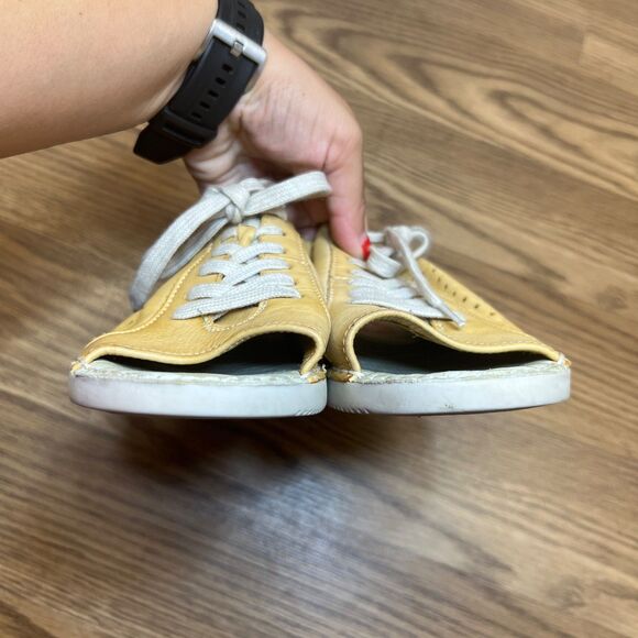 Softinos By Fly London Shoes Womens Sz 38 Yellow Lace Up Peep Toe Shoes Comfort - Picture 5 of 10